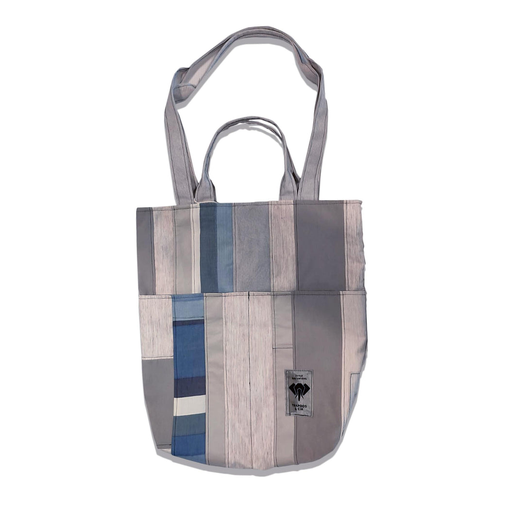 Bolsa Tote Sustentável - Cinza e Azul - Trapoos & Cia